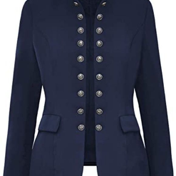 luvamia Women's Open Front Long Sleeves Work Blazer Casual Buttons Jacket Suit - Picture 5 of 5